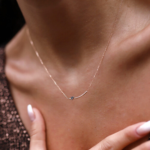 By Golden House - Mavi Pırlantalı Üçgen Kolye