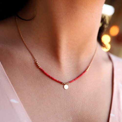 By Golden House - Mercan Tek Pullu Kolye By Golden House - Mercan Tek Pullu Kolye