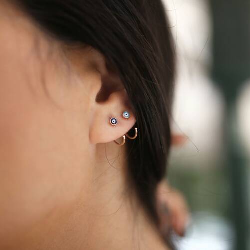 By Golden House - Mine Gözlü C Küpe