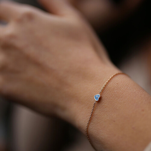 By Golden House - Mine Gözlü Kalp Bileklik