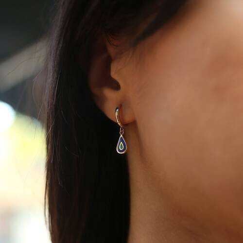 By Golden House - Mineli Damla Sallantılı Küpe