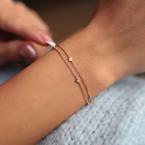 By Golden House - Mineli İkili Yıldız Bileklik By Golden House - Mineli İkili Yıldız Bileklik