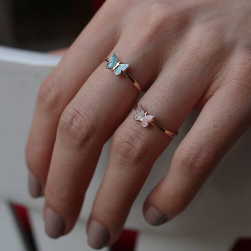 By Golden House - Mineli Kelebek Yüzük