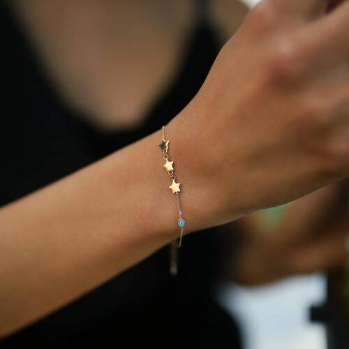 By Golden House - Mineli Üçlü Yıldız Bileklik (1)