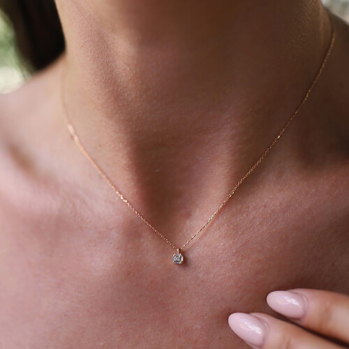 By Golden House - Mini Pırlanta Baget Coronet Kolye