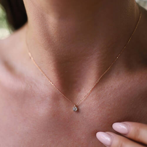 By Golden House - Mini Pırlanta Baget Coronet Kolye