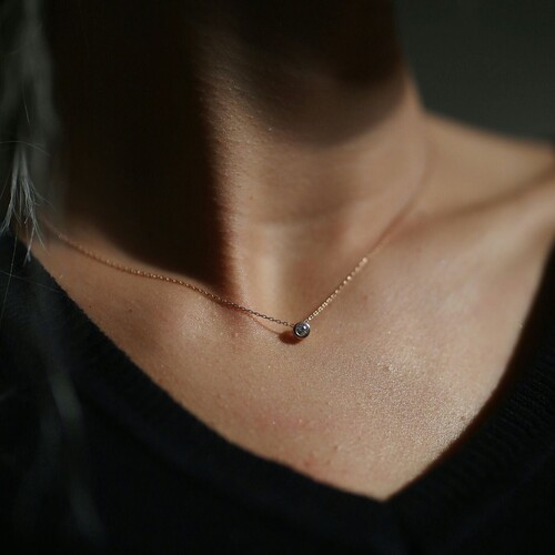 By Golden House - Mini Pırlanta Tektaş Kolye (1)