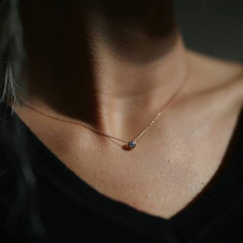 By Golden House - Mini Pırlanta Tektaş Kolye (1)