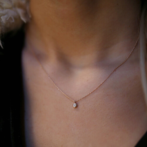 By Golden House - Mini Pırlanta Tektaş Kolye