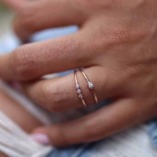 By Golden House - Mini Tektaş ve Tria Yüzük