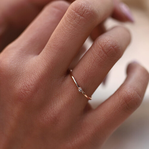 By Golden House - Mini Tohum Tek Taş Yüzük