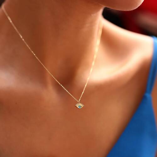 By Golden House - Minimal Kirpik Göz Kolye