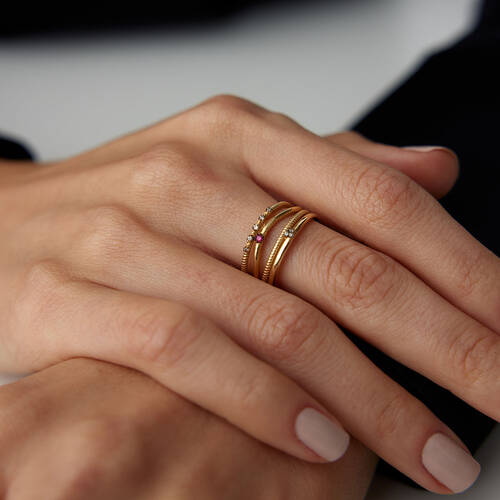 By Golden House - Mix Dörtlü Pırlanta Yüzük