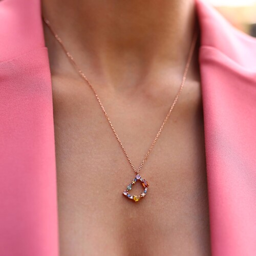 By Golden House - Mix Safir Harf Kolye (1)