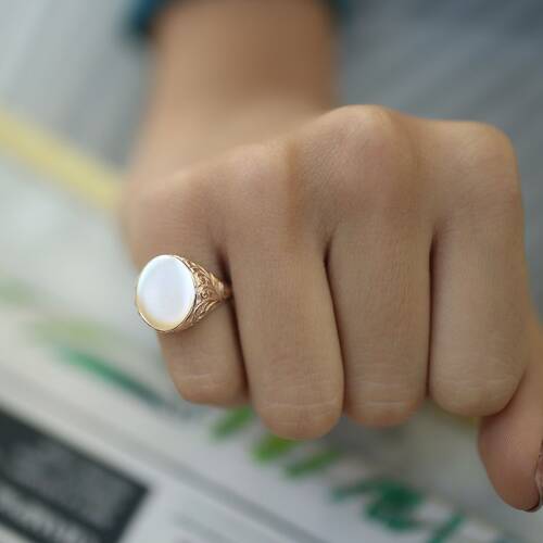 By Golden House - Motifli Oval Şövalye Yüzük (1)