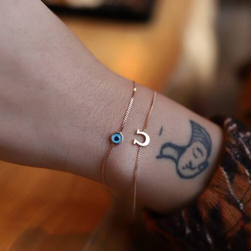 By Golden House - Nal ve Cam Göz Bileklik