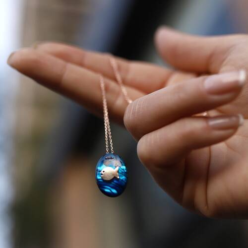 By Golden House - Okyanus Mavisi Sedef Kolye (1)