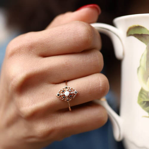 By Golden House - Opal Taşlı Art Deco Motif Yüzük (1) By Golden House - Opal Taşlı Art Deco Motif Yüzük (1)