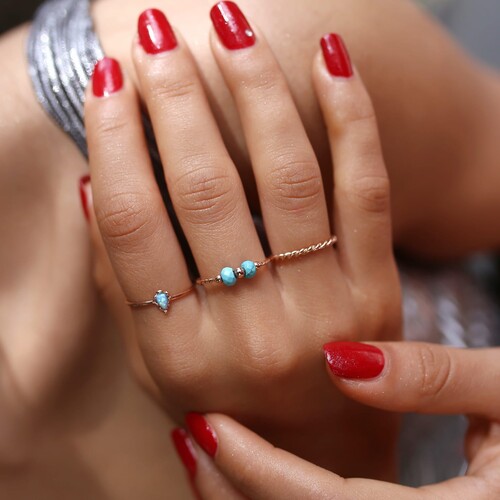 By Golden House - Opal ve Firuze Yüzük Kombin