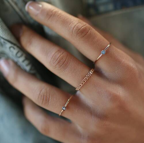 By Golden House - Örgü ve Mineli Yüzük Kombin