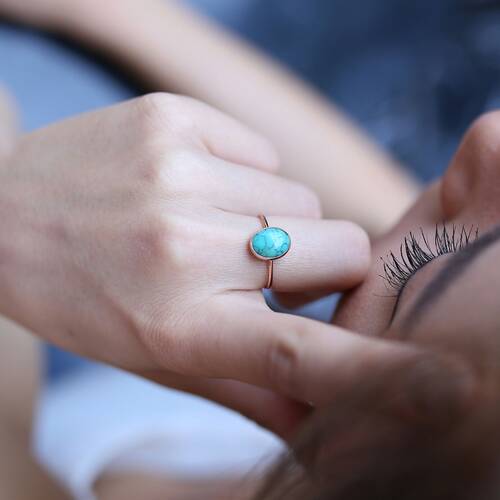 By Golden House - Oval Arizona Firuze Yüzük