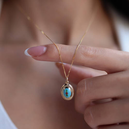 By Golden House - Payet Turkuaz Mine Kolye (1)