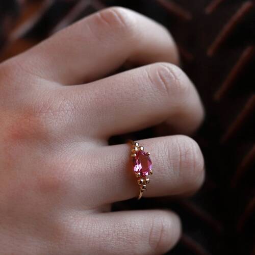 By Golden House - Pink Spinel Yüzük (1)
