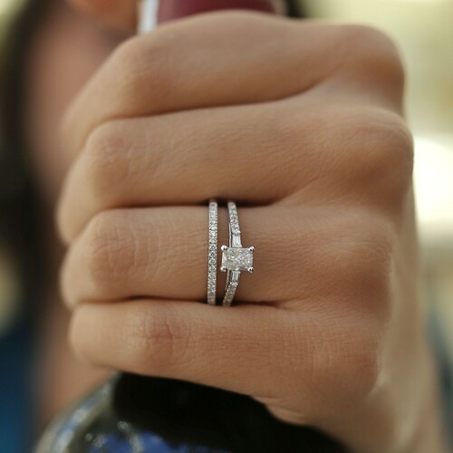 By Golden House - Pırlanta Baget Efekt İkili Yüzük By Golden House - Pırlanta Baget Efekt İkili Yüzük