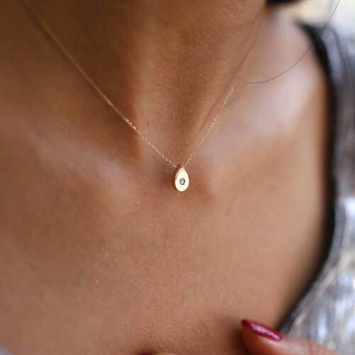 By Golden House - Pırlanta Damla Kolye