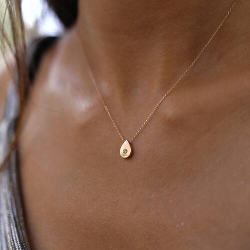 By Golden House - Pırlanta Damla Kolye (1)