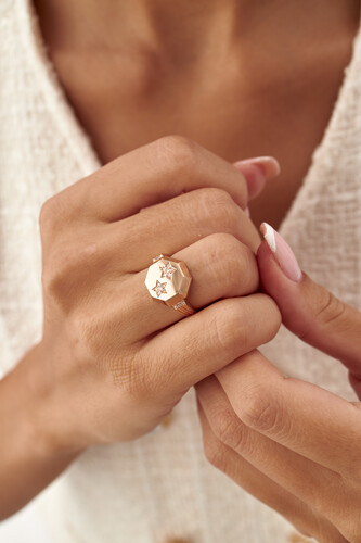 By Golden House - Pırlanta İkili Yıldız Yüzük By Golden House - Pırlanta İkili Yıldız Yüzük