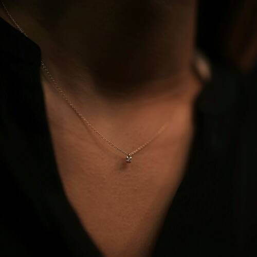 By Golden House - Pırlanta Mini Tektaş Kolye (1)