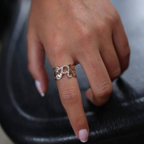 By Golden House - Pırlanta Nostalji Harf Yüzük (1)