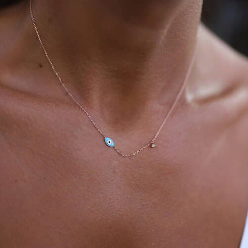 By Golden House - Pırlanta Tohumlu Mine Göz Kolye