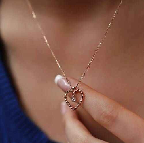 By Golden House - Pırlanta Topik Kalp Kolye