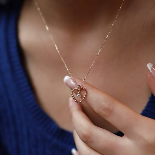 By Golden House - Pırlanta Topik Kalp Kolye (1)