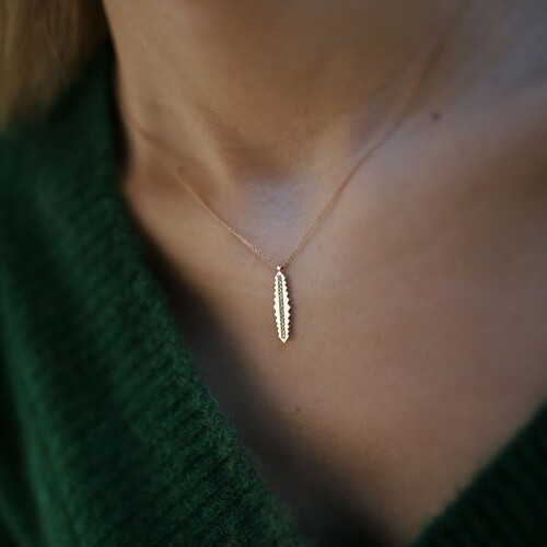 By Golden House - Pırlanta Yaprak kolye (1)