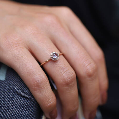 By Golden House - Pırlantalı Ametist Yüzük