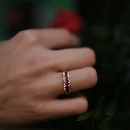 By Golden House - Pırlantalı Kalibre Yakut Yüzük