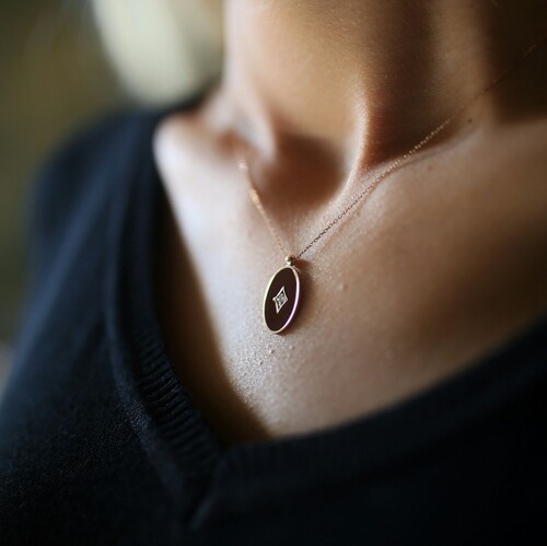 By Golden House - Pırlantalı Oval Kolye (1)