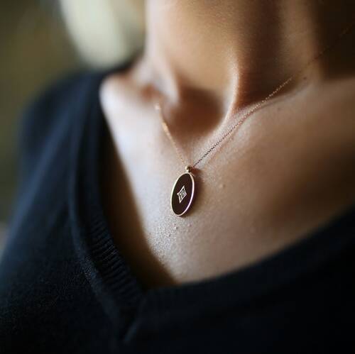 By Golden House - Pırlantalı Oval Kolye (1)