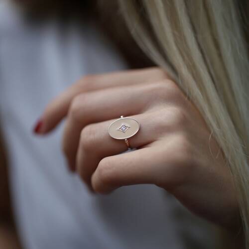 By Golden House - Pırlantalı Oval Yüzük (1)