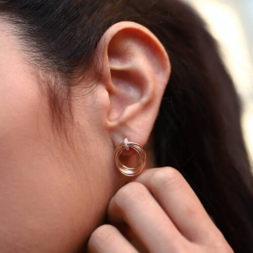 By Golden House - Pırlantalı Sarmaşık Halka Küpe