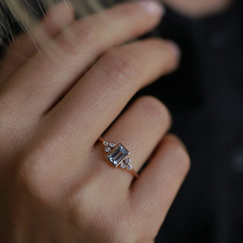 By Golden House - Pırlantalı Sky Blue Topaz Yüzük (1) By Golden House - Pırlantalı Sky Blue Topaz Yüzük (1)