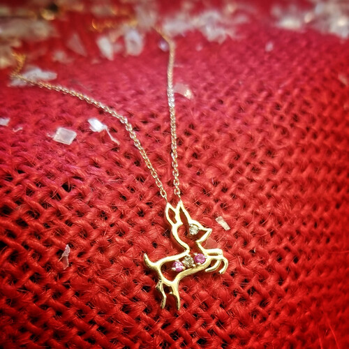 By Golden House - Pırlantalı Yavru Ceylan Kolye