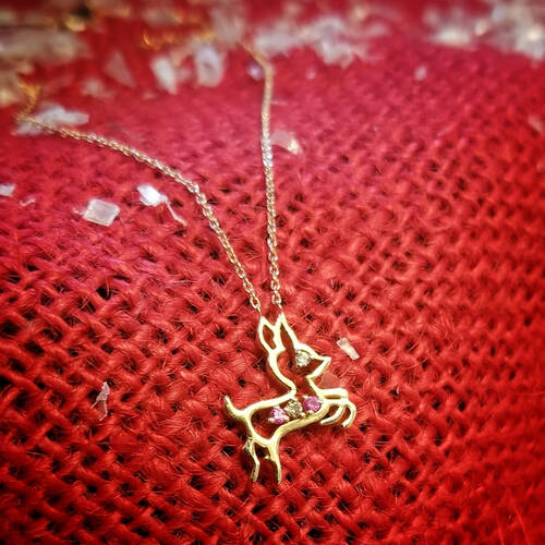 By Golden House - Pırlantalı Yavru Ceylan Kolye