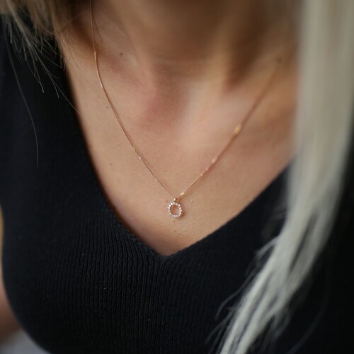 By Golden House - Pırlantalı Yuvarlak Kolye