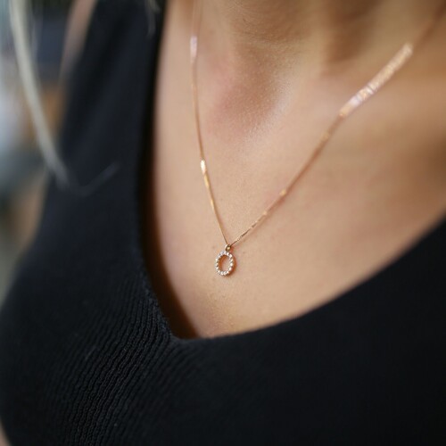 By Golden House - Pırlantalı Yuvarlak Kolye (1)