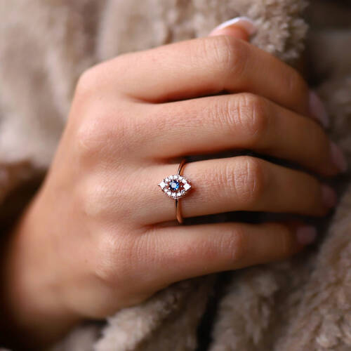 By Golden House - Prenses Pırlantalı Safir Yüzük (1)
