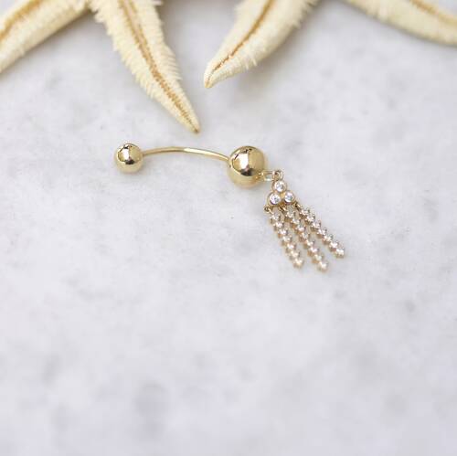 By Golden House - Püsküllü Göbek Piercing